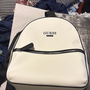 GUESS white and black Backpack with Black Accents